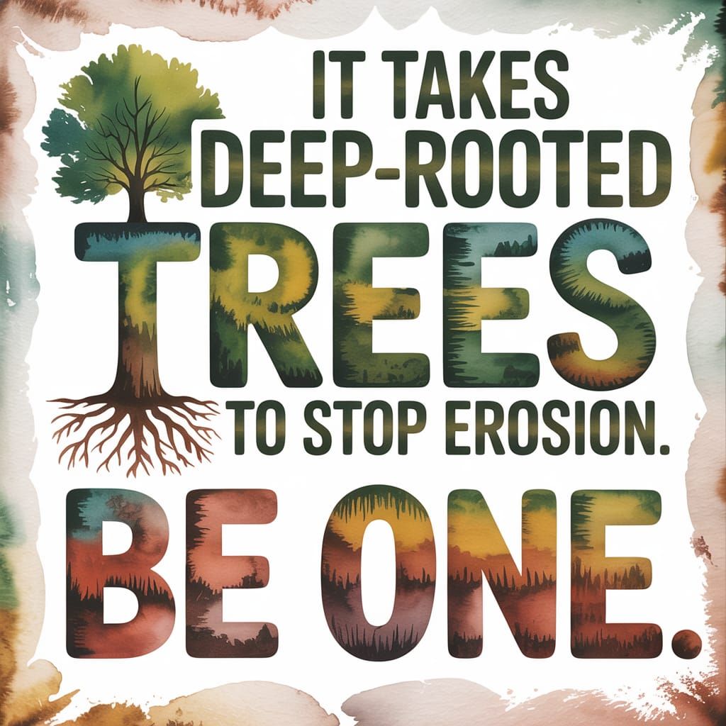 It takes deep-rooted trees to stop erosion. Be one.