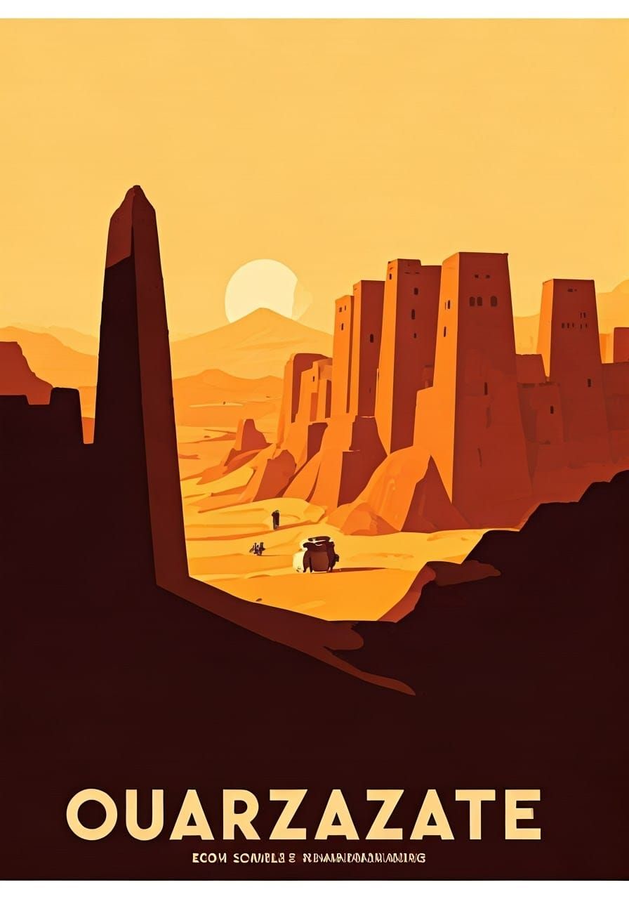 Vintage Travel Poster of Ouarzazate in 1920s Style