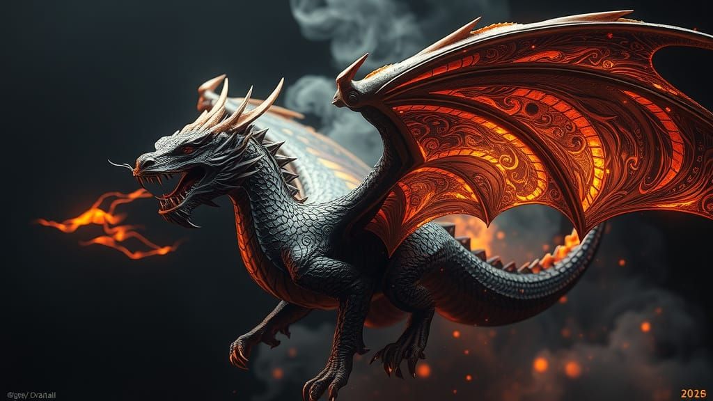 Pencil Transforms Into Graphite Dragon with Wooden Wings