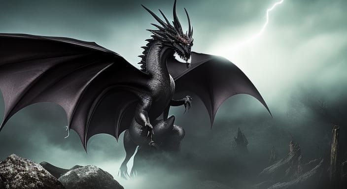 Ethereal Hooded Figure with Dragon Wings