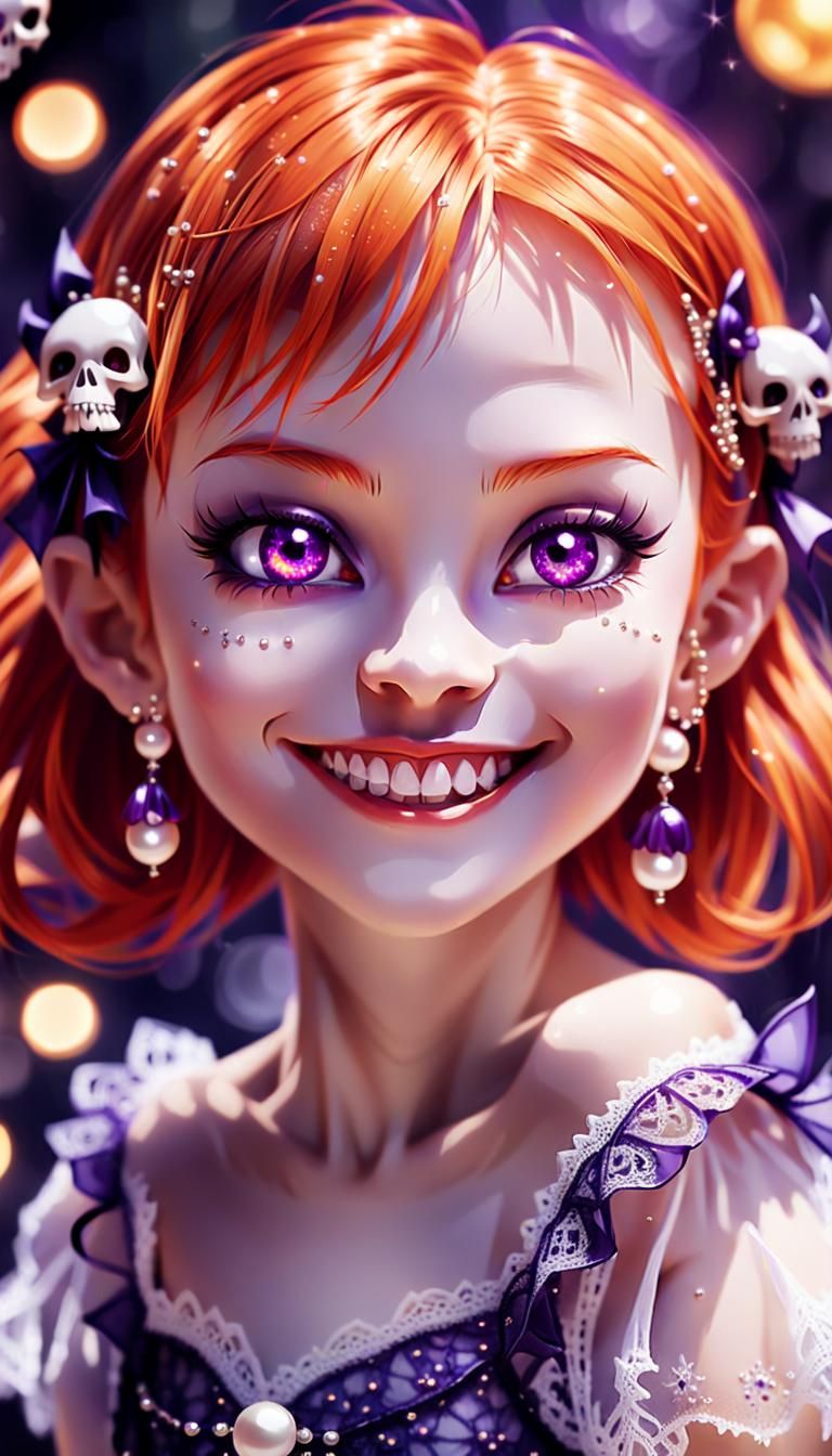 Vibrant Manga Anime Portrait of a Vampire Girl