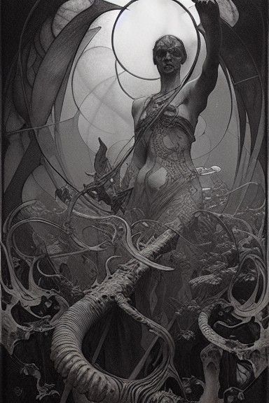 Sinister Alfons Mucha-Inspired Book Illustration