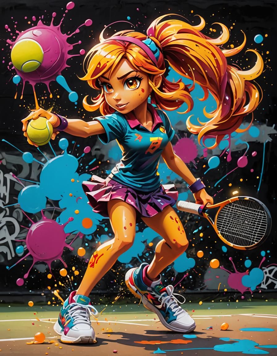 Sunset Shimmer Tennis, Graffiti Splash Art