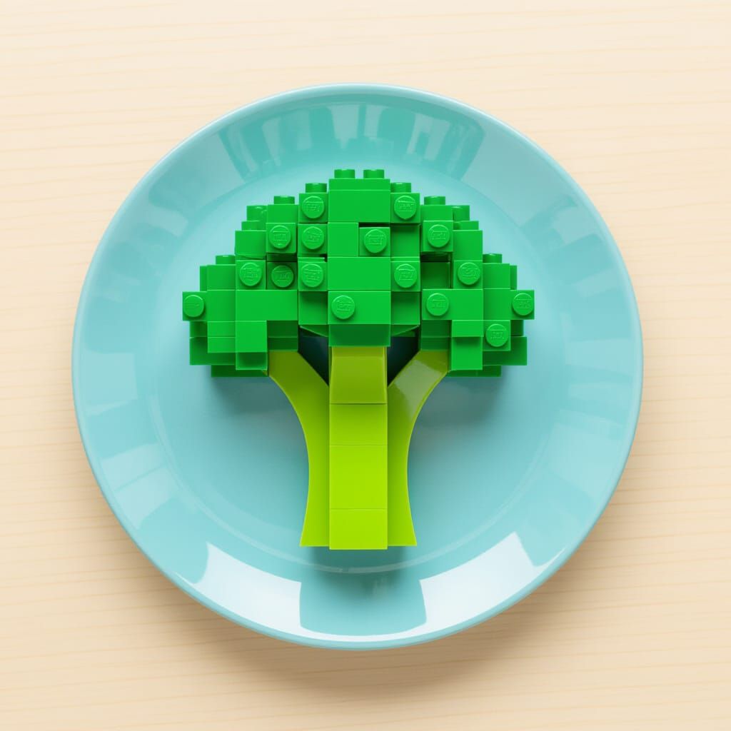 Lego Broccoli on a Plate Food Art