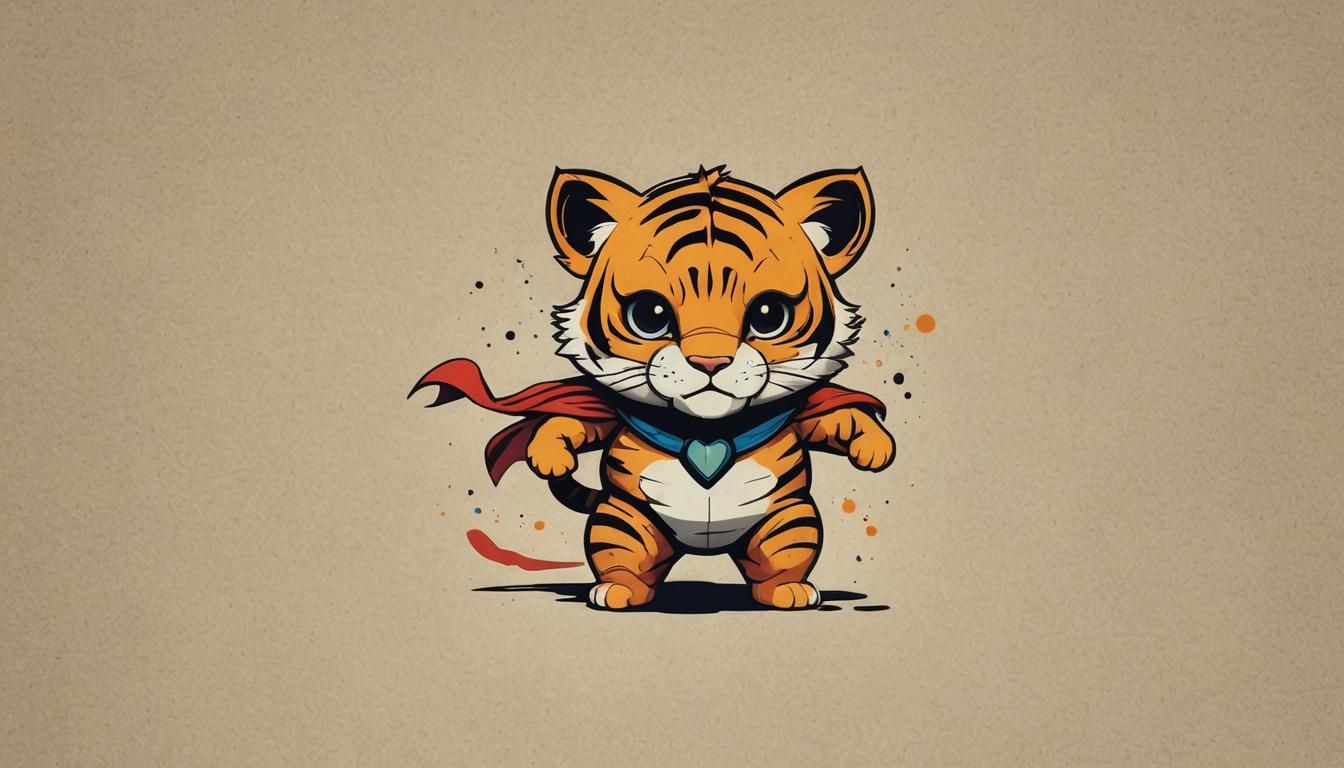 Minimalist Ink Poster of a Tiger Superhero