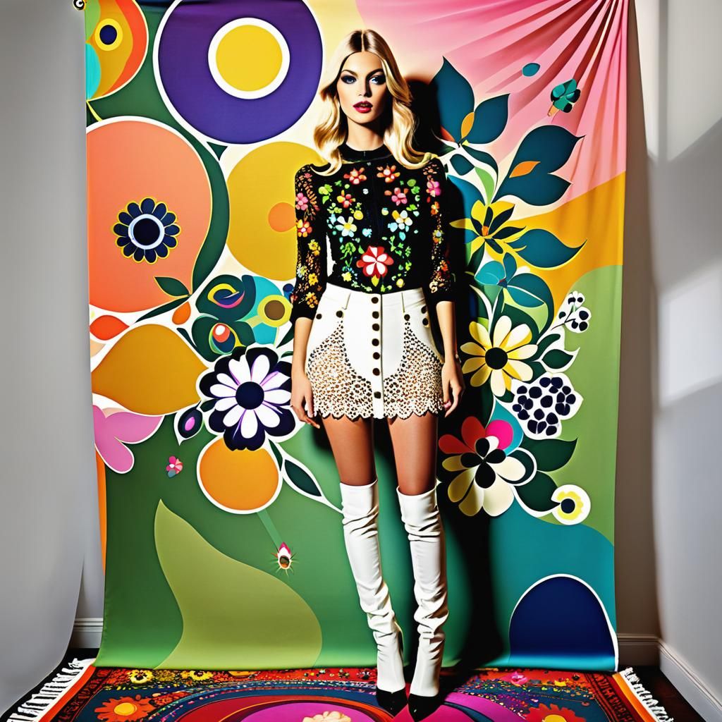 Psychedelic Flowers in Groovy Bohemian Style