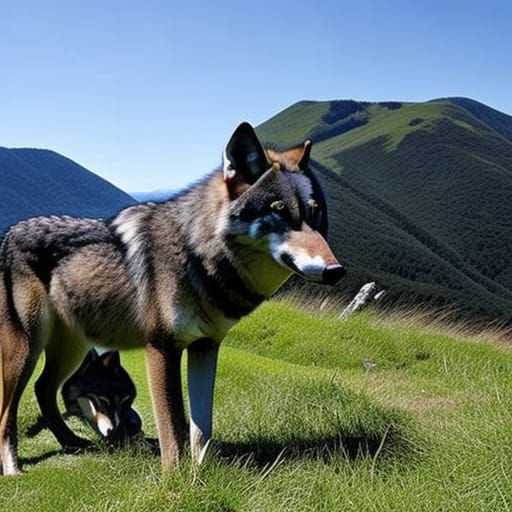 Wolves in Winter Landscape