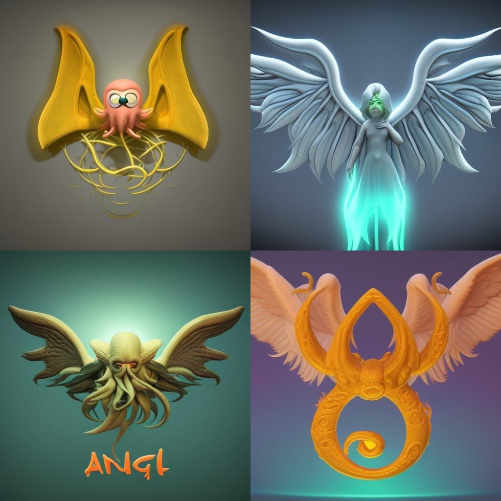Angel Cthulhu Logo in Pixar Disney Style