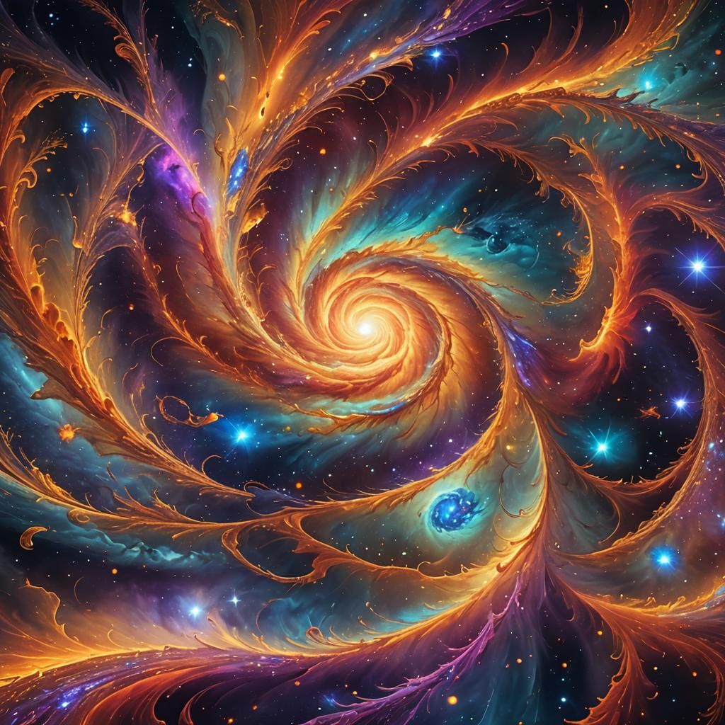Surreal Cosmic Illustration: Universe Unfolding