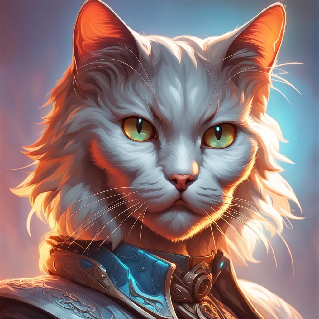 Hyperdetailed Cat Portrait Concept Art in 8k