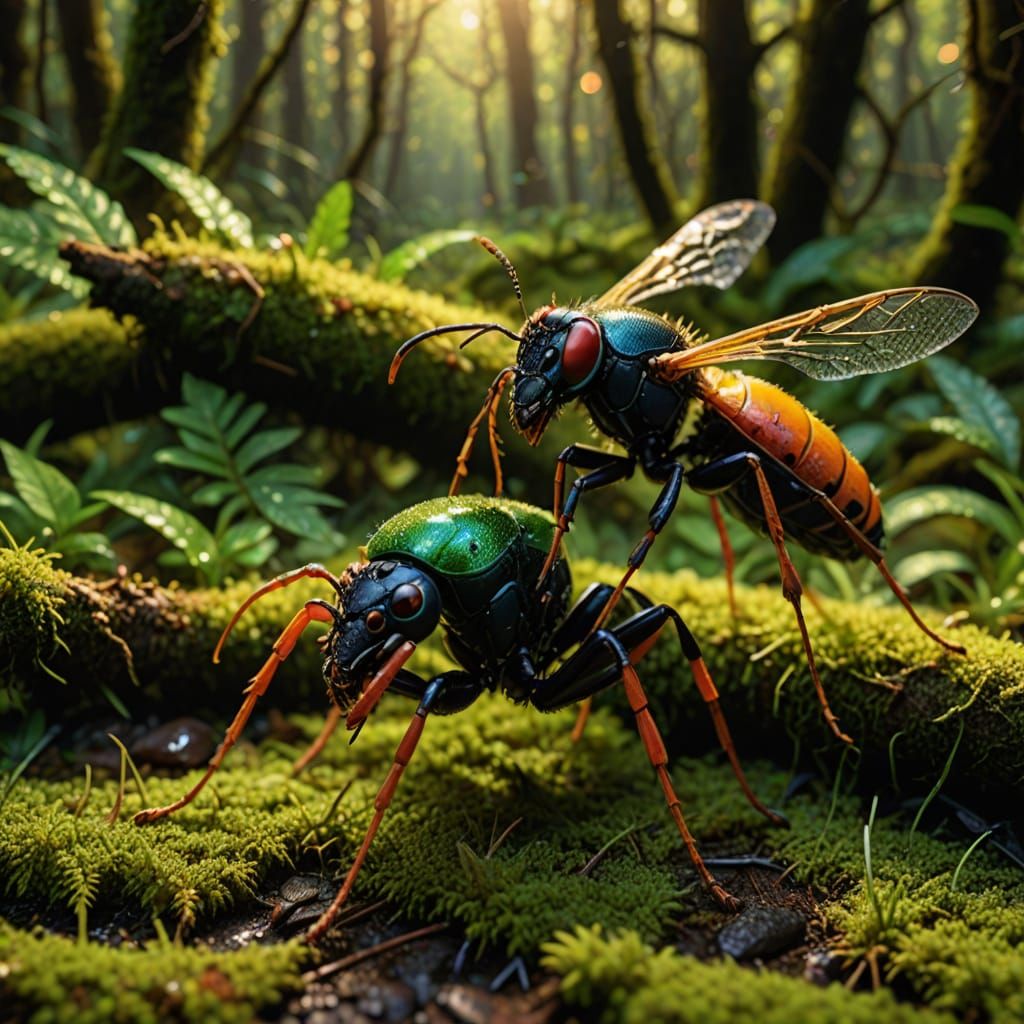 Surreal Nature Photography: Close-Up of a Dew-Covered Spider...