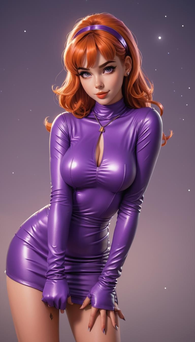 Hyperrealistic Daphne Blake Portrait in Cartoon XL Style