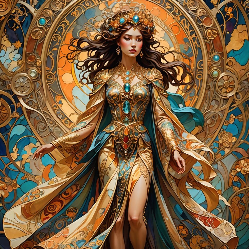 Empress on Runway in Art Nouveau Style