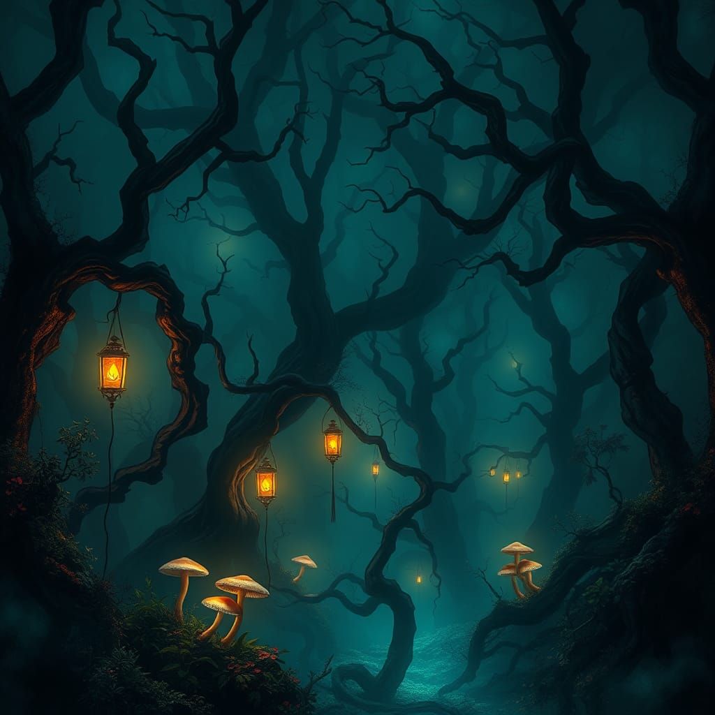 Eerie Emerald Forest: A Digital Rendering