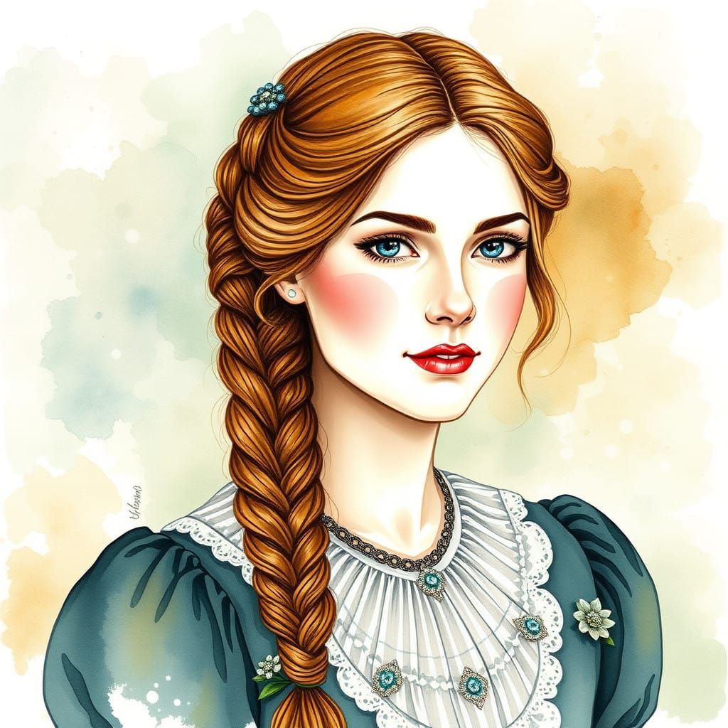 Victorian Beauty in Whimsical Watercolor