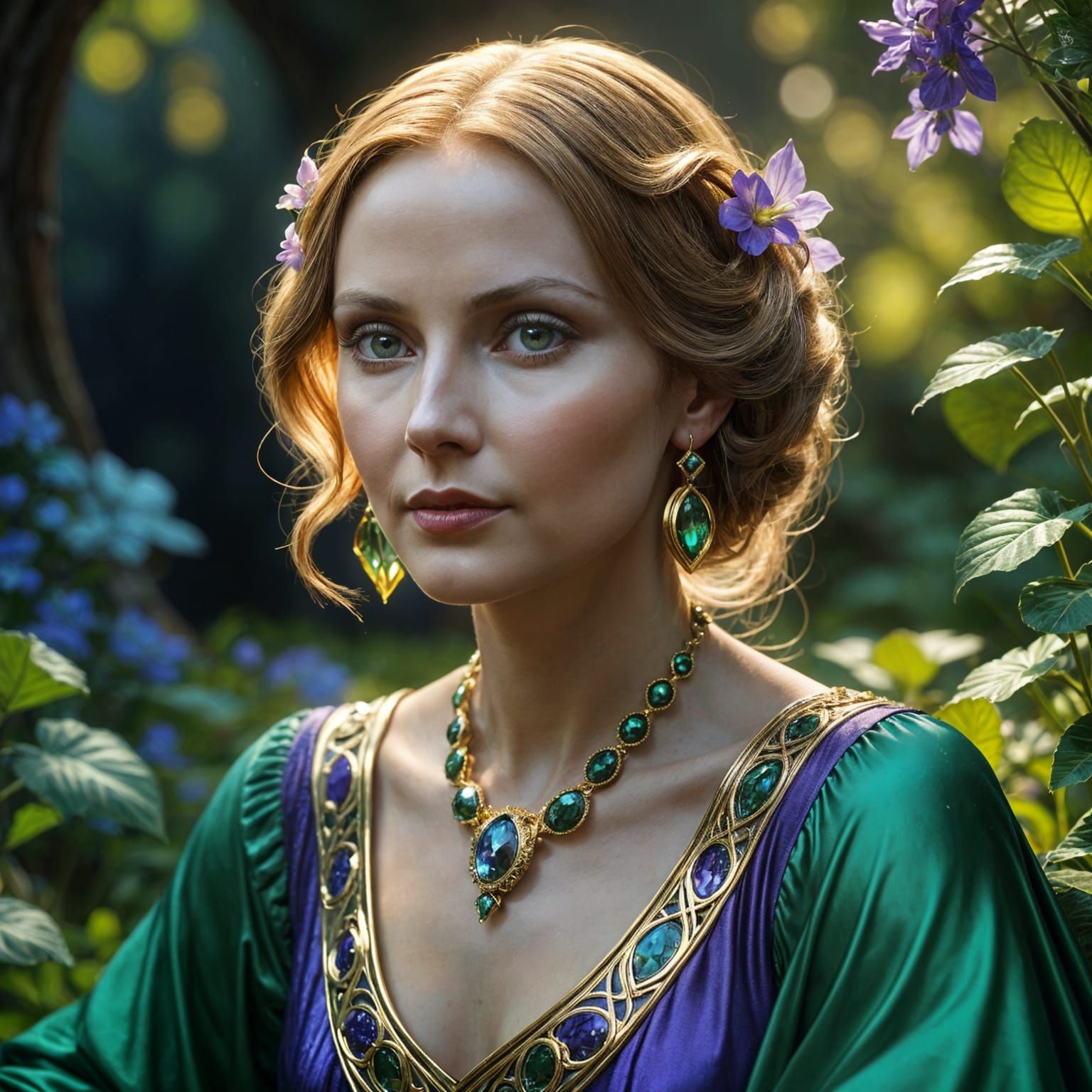 Ethereal Portrait of a Greta Garbo-Inspired Poet in Mystical...