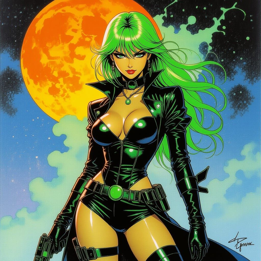 Vibrant Neon Scene Inspired by Comic Art