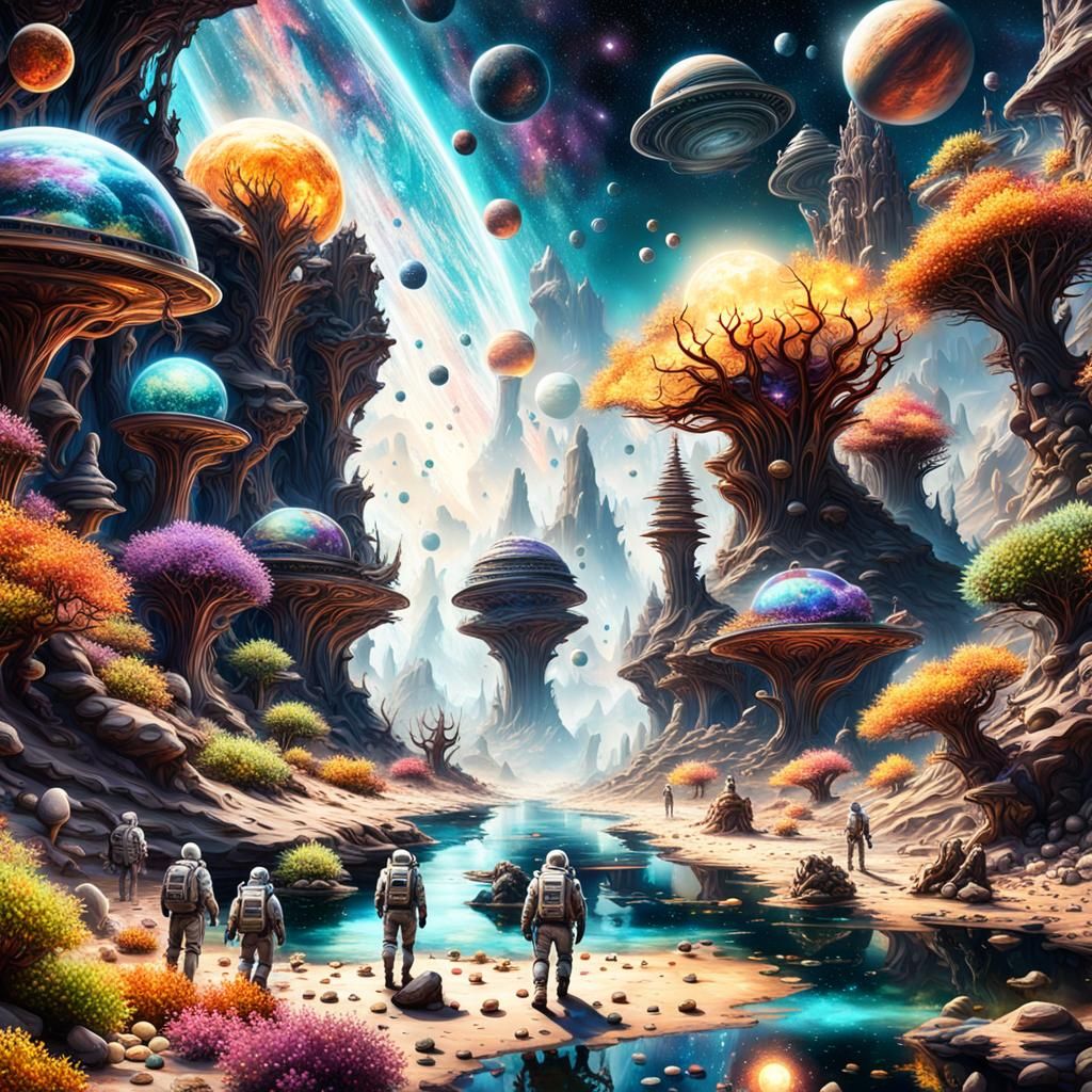 Astronauts Explore Steampunk Alien World