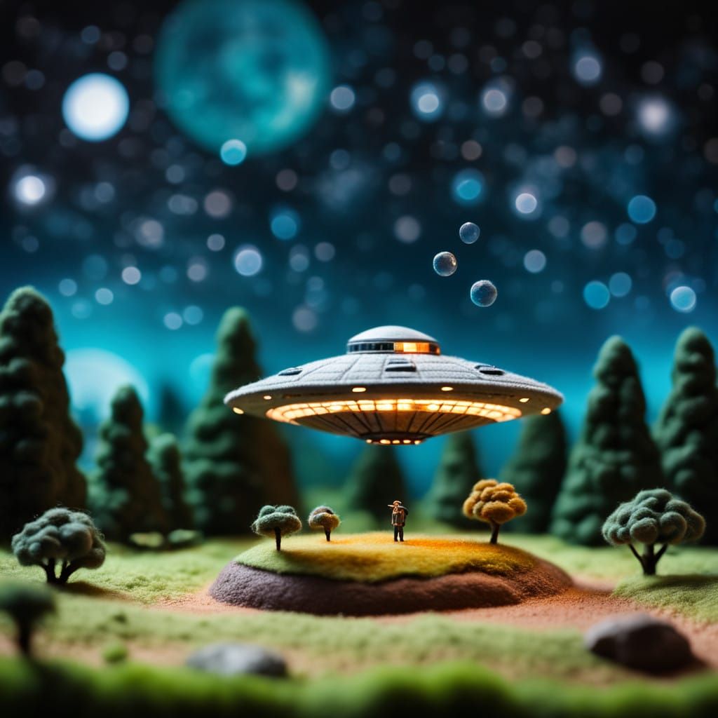 Stunning Needle-Felt Diorama Captures UFO Sighting