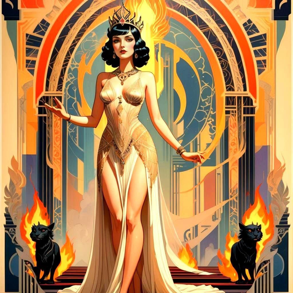 Ayesha: Art Deco Temple Priestess in Digital Art