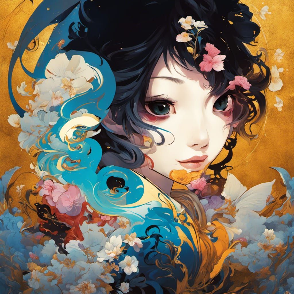 Asian Neko Yokai in Graffiti Art Style