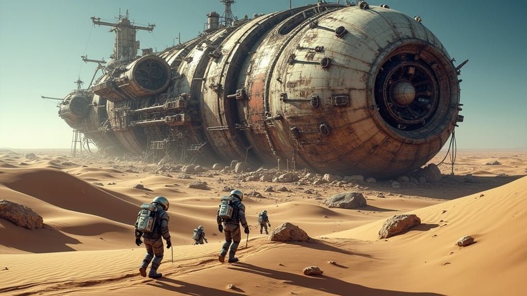 Space Trekkers Uncover Ancient Wreckage on Barren Desert Pla...