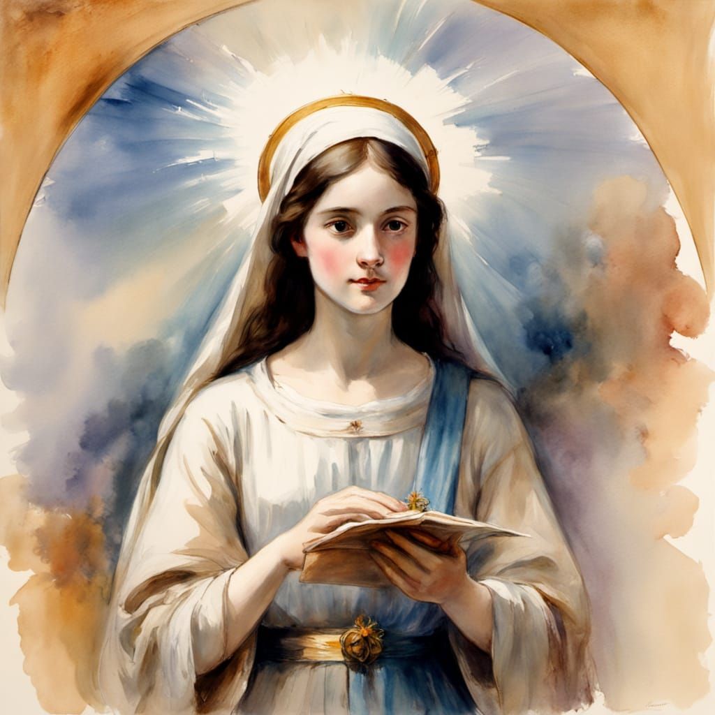 Saint Veronica in Soft Impressionist Watercolour