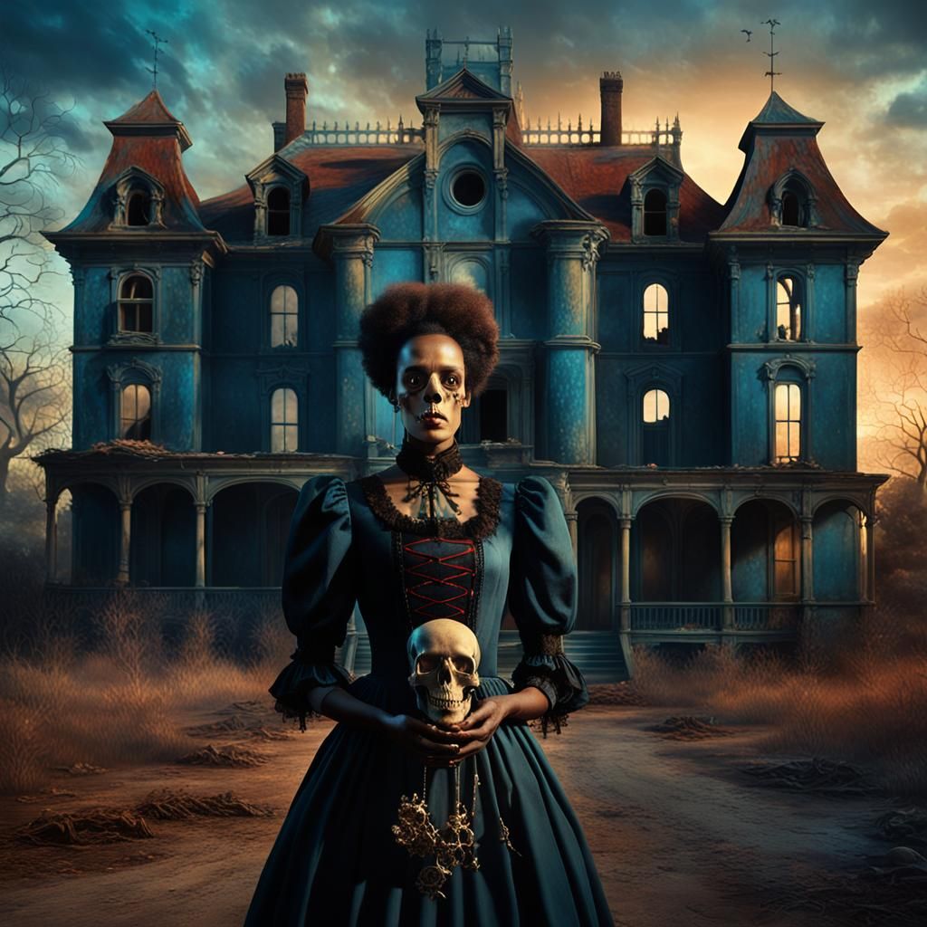 Gothic Skull Collage in Sinister Victorian Style