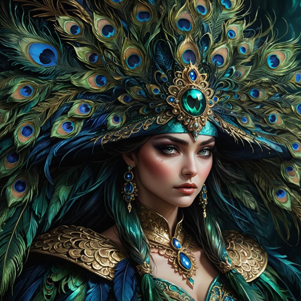 Extravagant Plumed Hat in Dark Fantasy Style