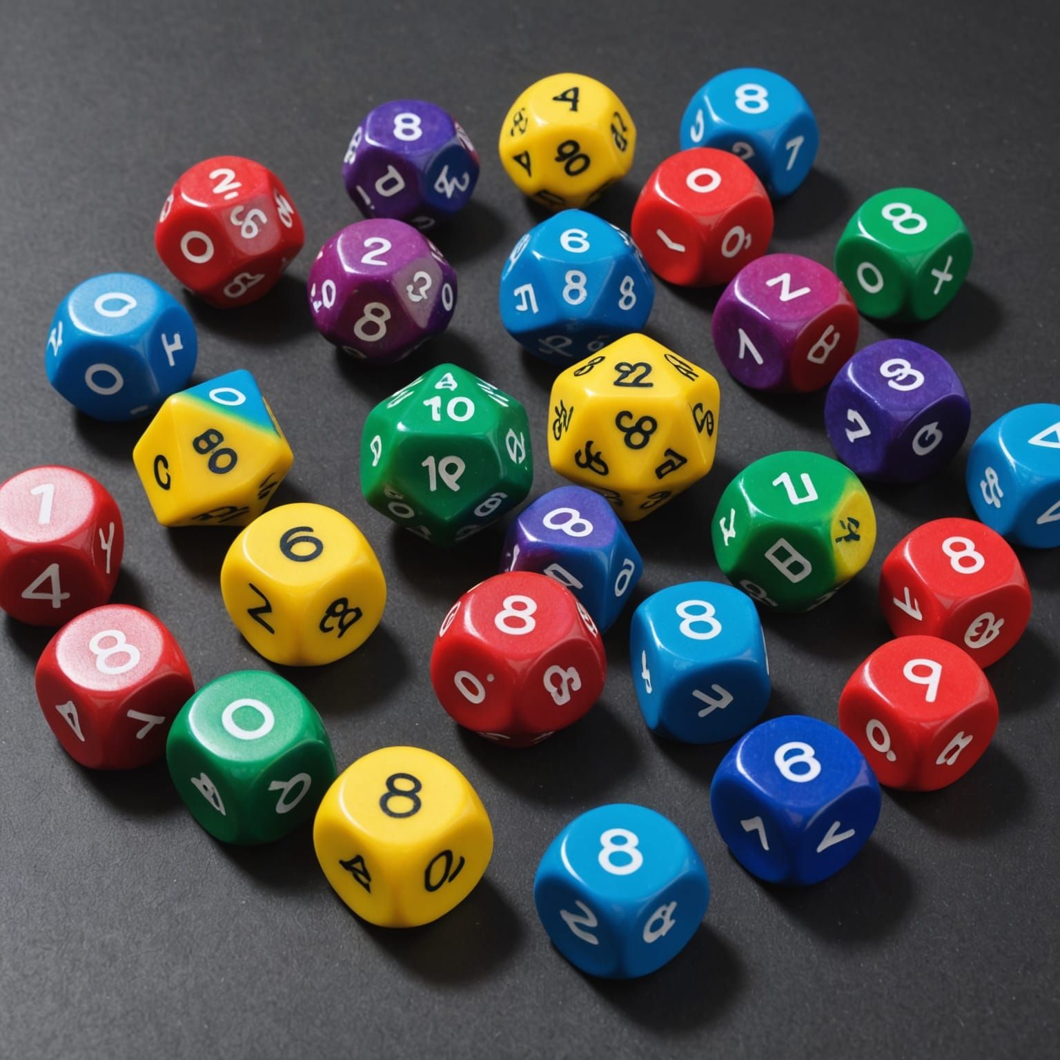Rainbow Colored Ten-Sided Dice