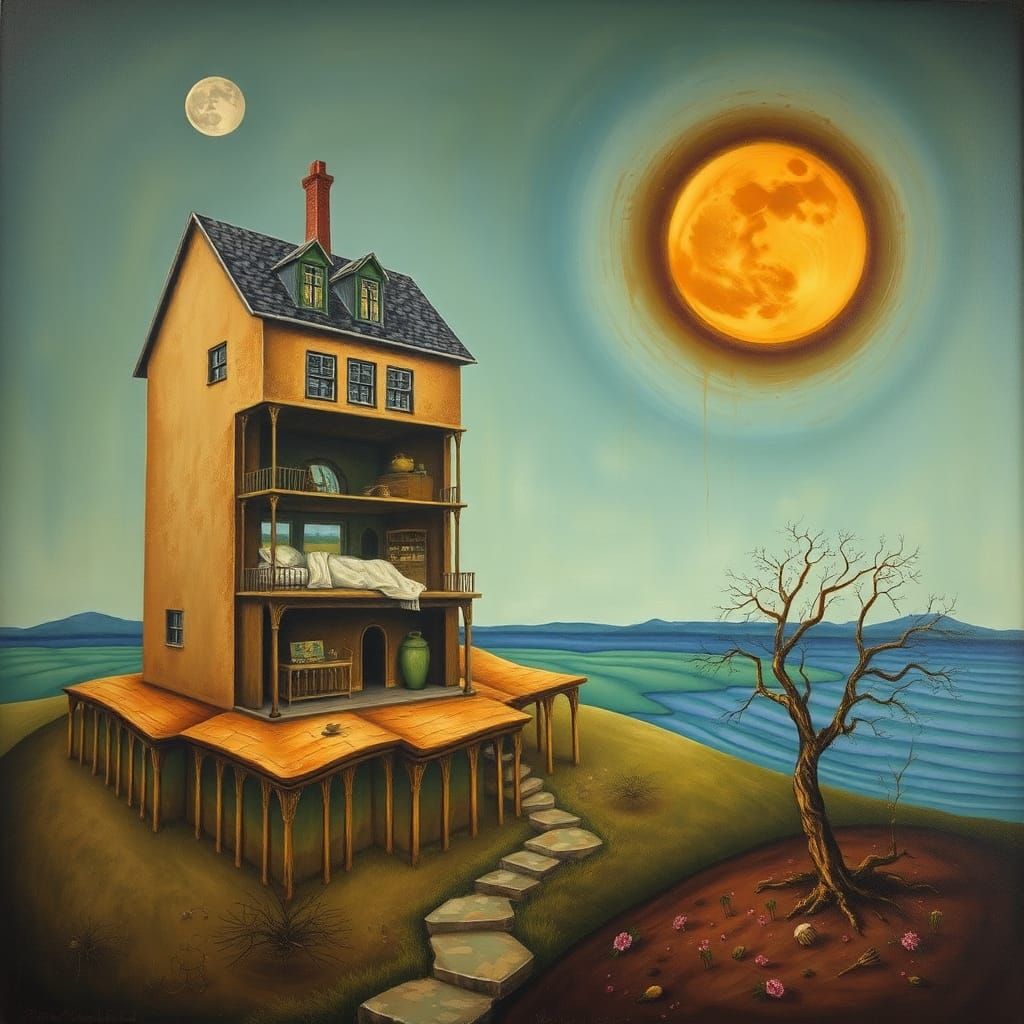 Surreal Tiers of Sleepers in Dali Style