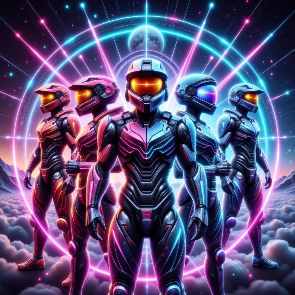 Futuristic HALO Universe Cosmic Zodiac in Vibrant Colors