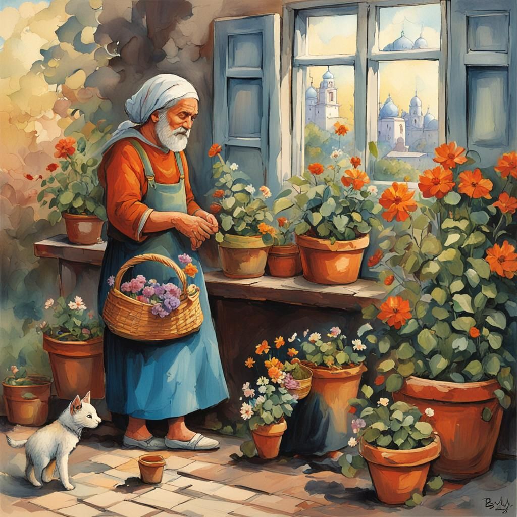 Neighborhood Visit: Watering Flowers and Gathering Firewood