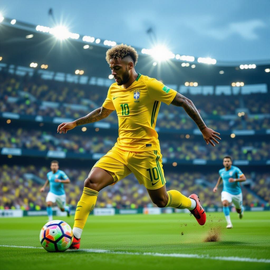 Neymar Scores Goal in Dynamic Stadium Action