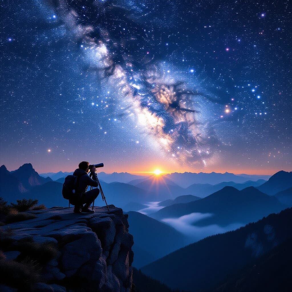 Stargazer on Cliff's Edge: A Majestic Nightscape