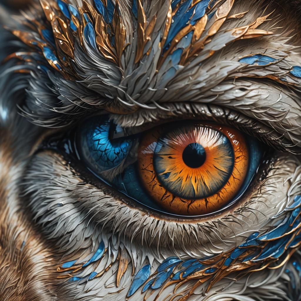 Macro Wolf Eye with Luminescent Blue Iris