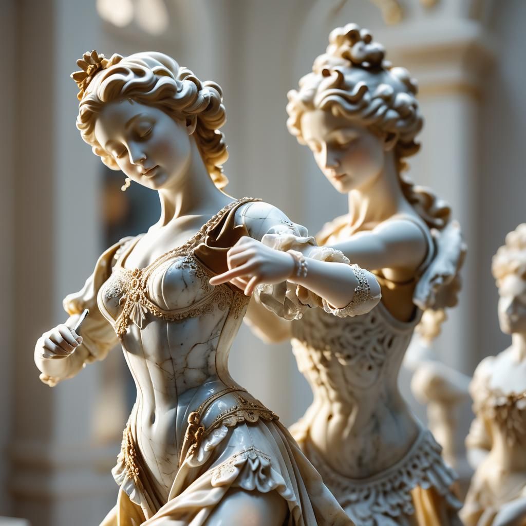 Baroque Marble Sculptor in Sunlit Studio