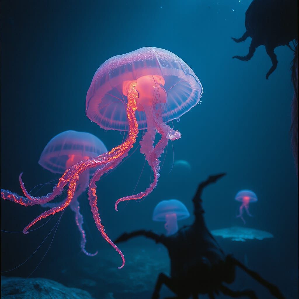 Bioluminescent Jellyfish Illuminates an Alien Ocean