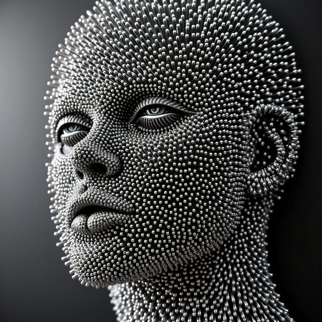 Dynamic Figure Sculpted From Metallic Pins