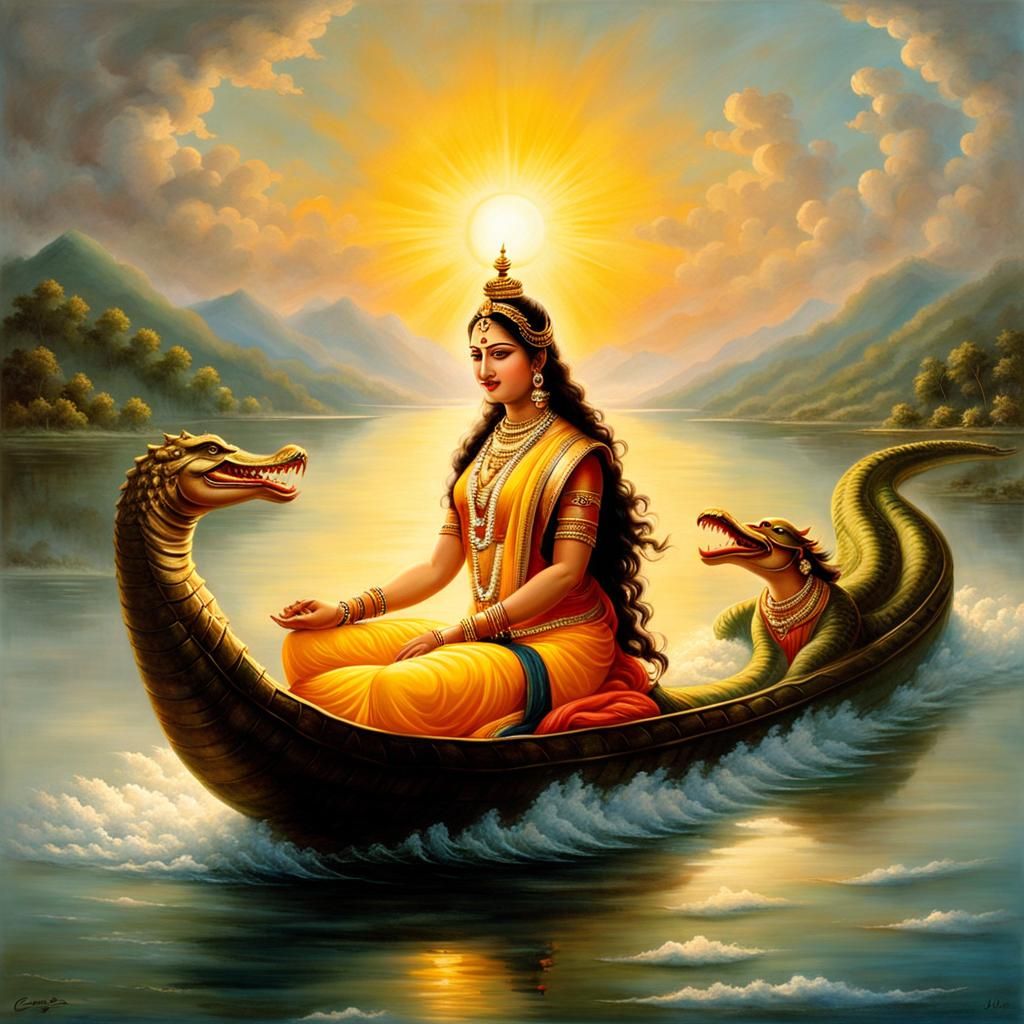 Ganga is the personification of the river Ganges, who is worshipped by Hindus as the goddess of purification and forgive...