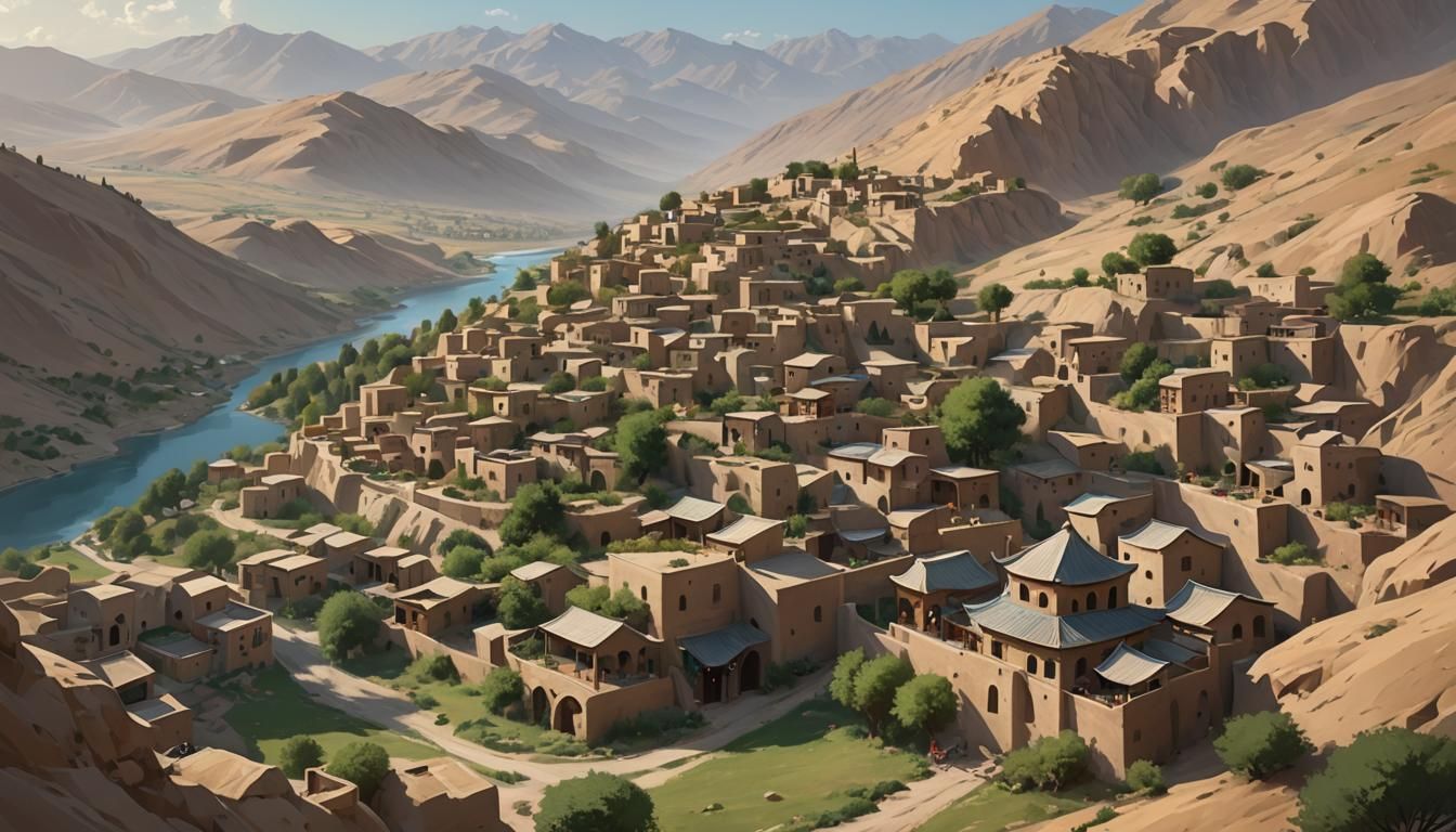 Mystical Persian Village Digital Painting