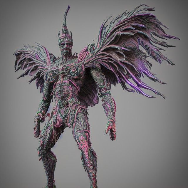 Psychedelic Nephilim God Miniature Model in Vivid Colors