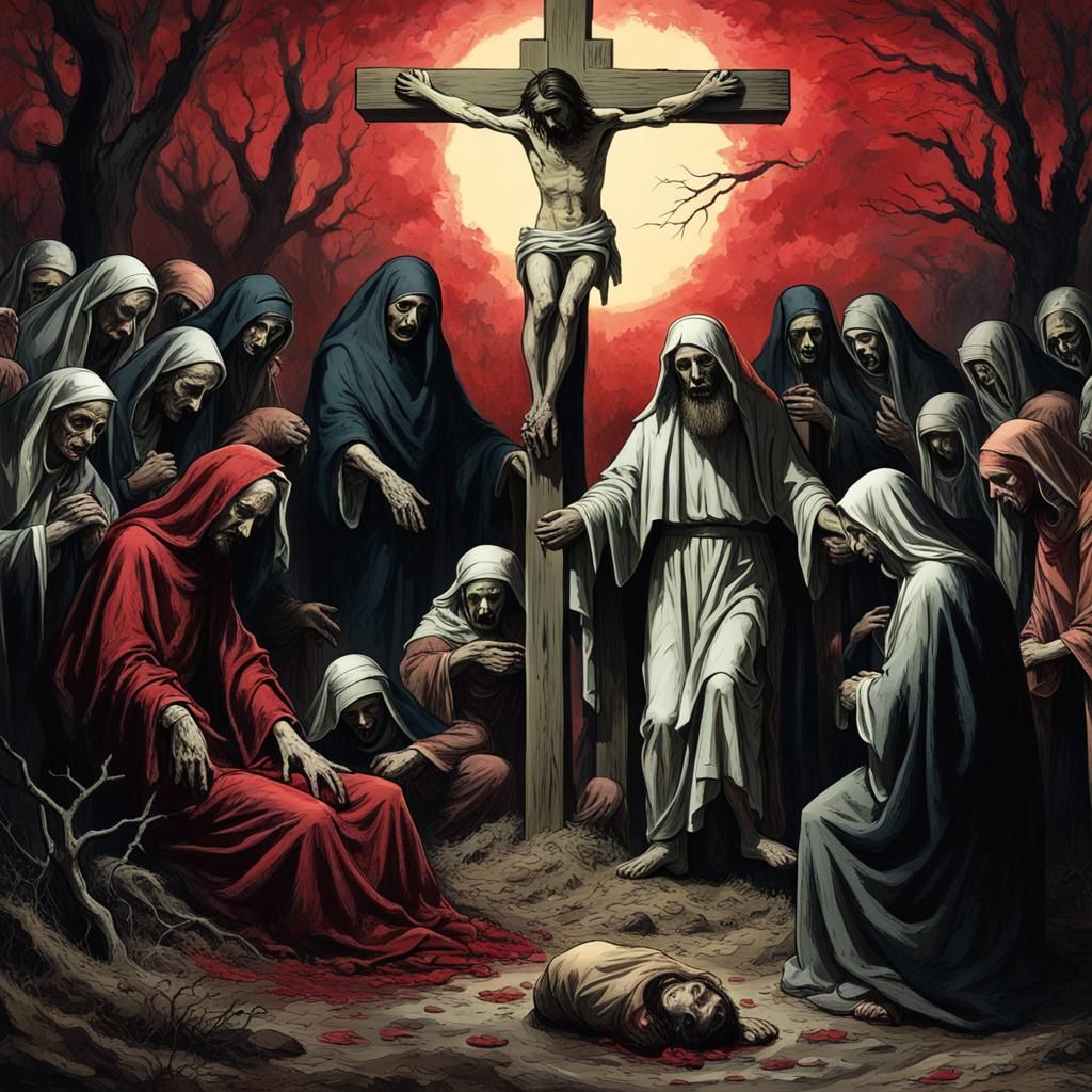 Zombie Christ on the Cross Illustration