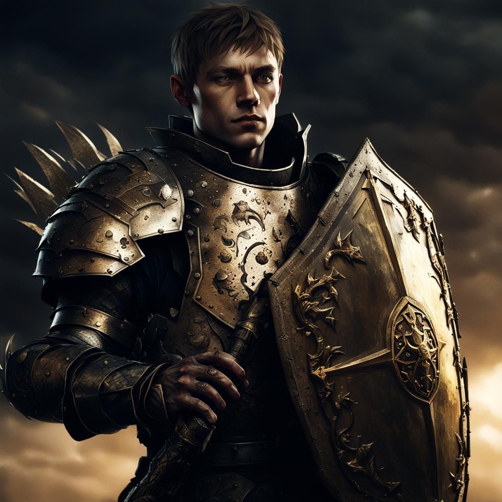 Paladin Portrait with Warhammer and Thorns