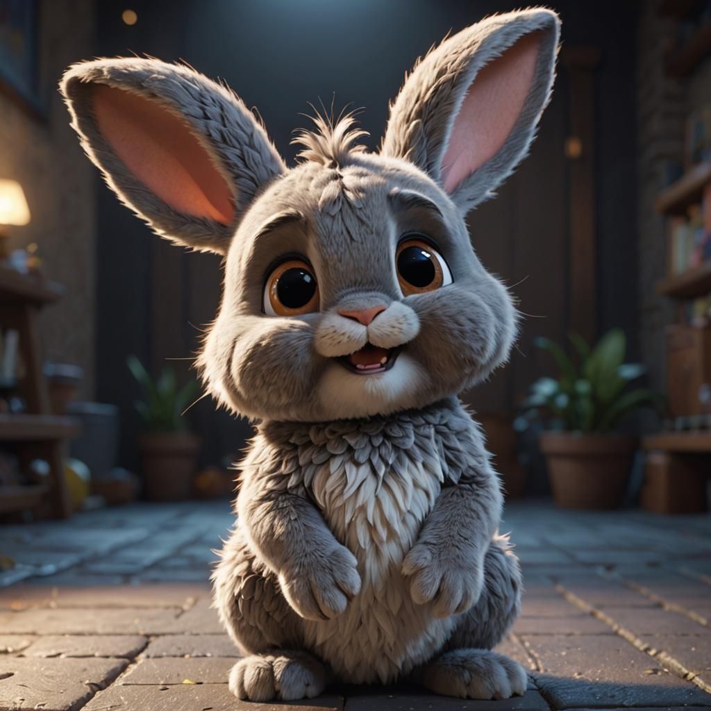 Adorable Bunny in Pixar-Inspired 3D Rendering