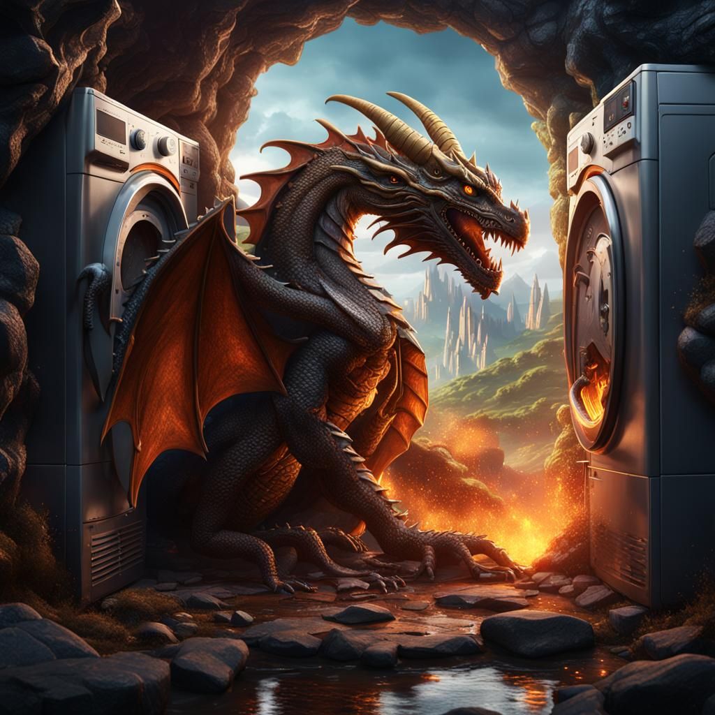 Dragon Lair Inside a Washing Machine: Fantasy Concept Art