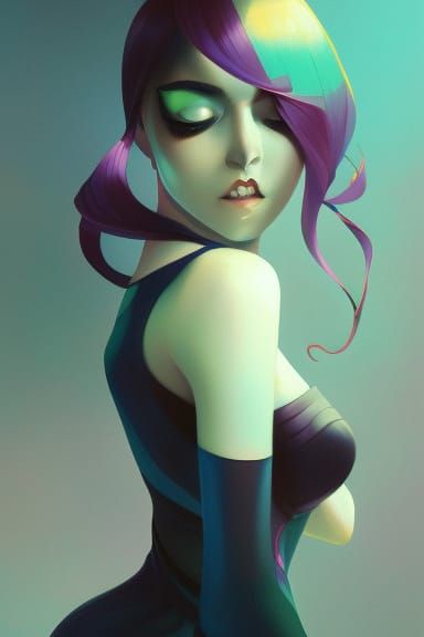 Harlequin Villainess Portrait in Japanese Anime Style