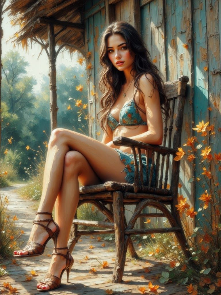 French Supermodel Posing in Light Pink Mini Dress