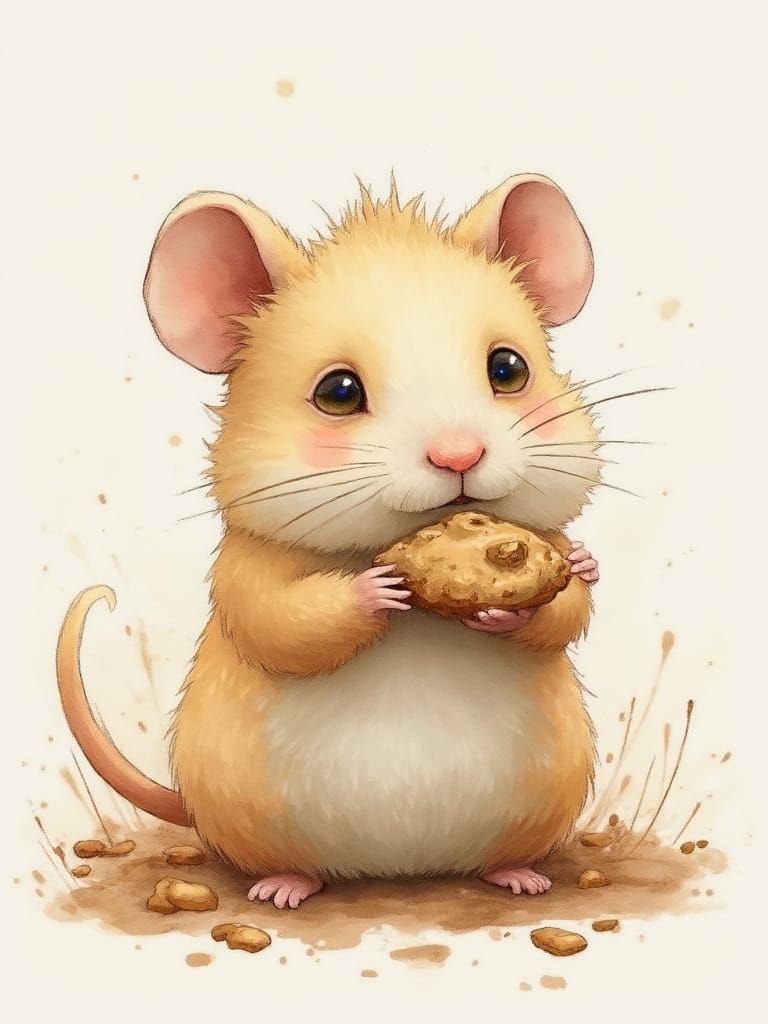 Whimsical Hamster Delight in Watercolor Style
