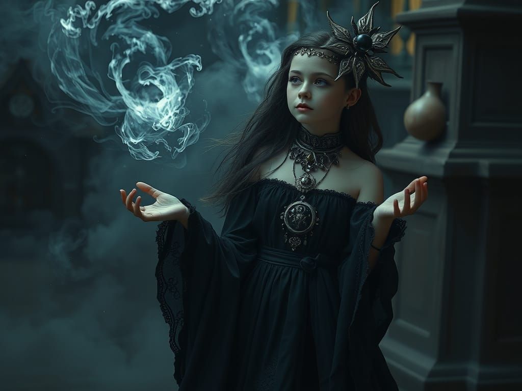 Ethereal Gothic Girl Summons a Spirit